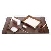 Chocolate Brown Leather Desk Set, 7pc